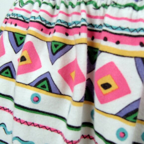 Vintage 80/90s Womens Blast Shorts Medium Knit Pastel Tribal Print Elastic Waist - Picture 7 of 10